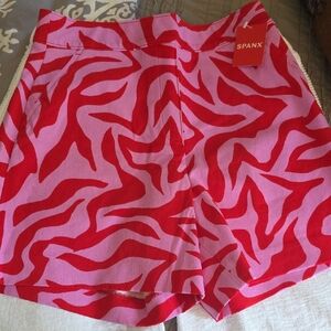 SPANX Pink and Red Zebra-Print High-Waist Shorts